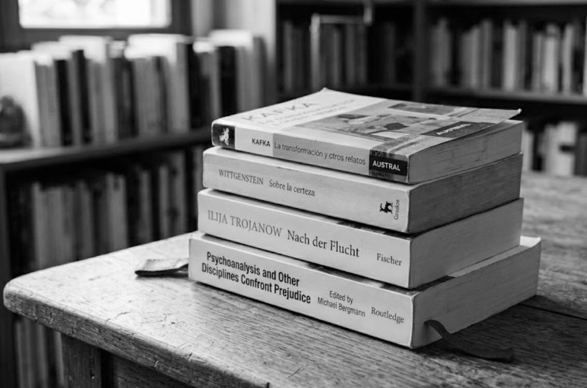 Literary translation — stack of translated books